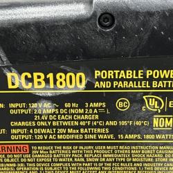 AS-IS DEWALT 1800 Watt Portable Power Station and 20V/60V MAX Lithium-Ion Battery Charger