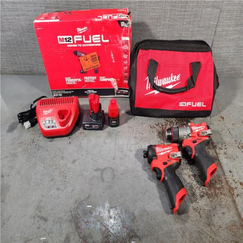 HOUSTON LOCATION - AS-IS Milwaukee 3497-22 12V Brushless Hammer Drill and Impact Driver Combo Kit