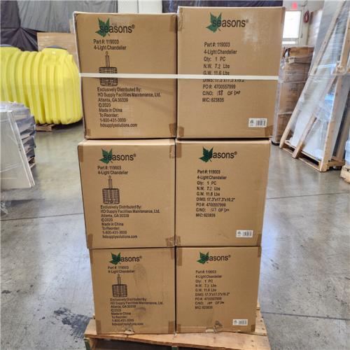 Phoenix Location NEW Seasons 4-Light Chandelier Part#: 1190003 Pallet (18 Total) (Sealed)