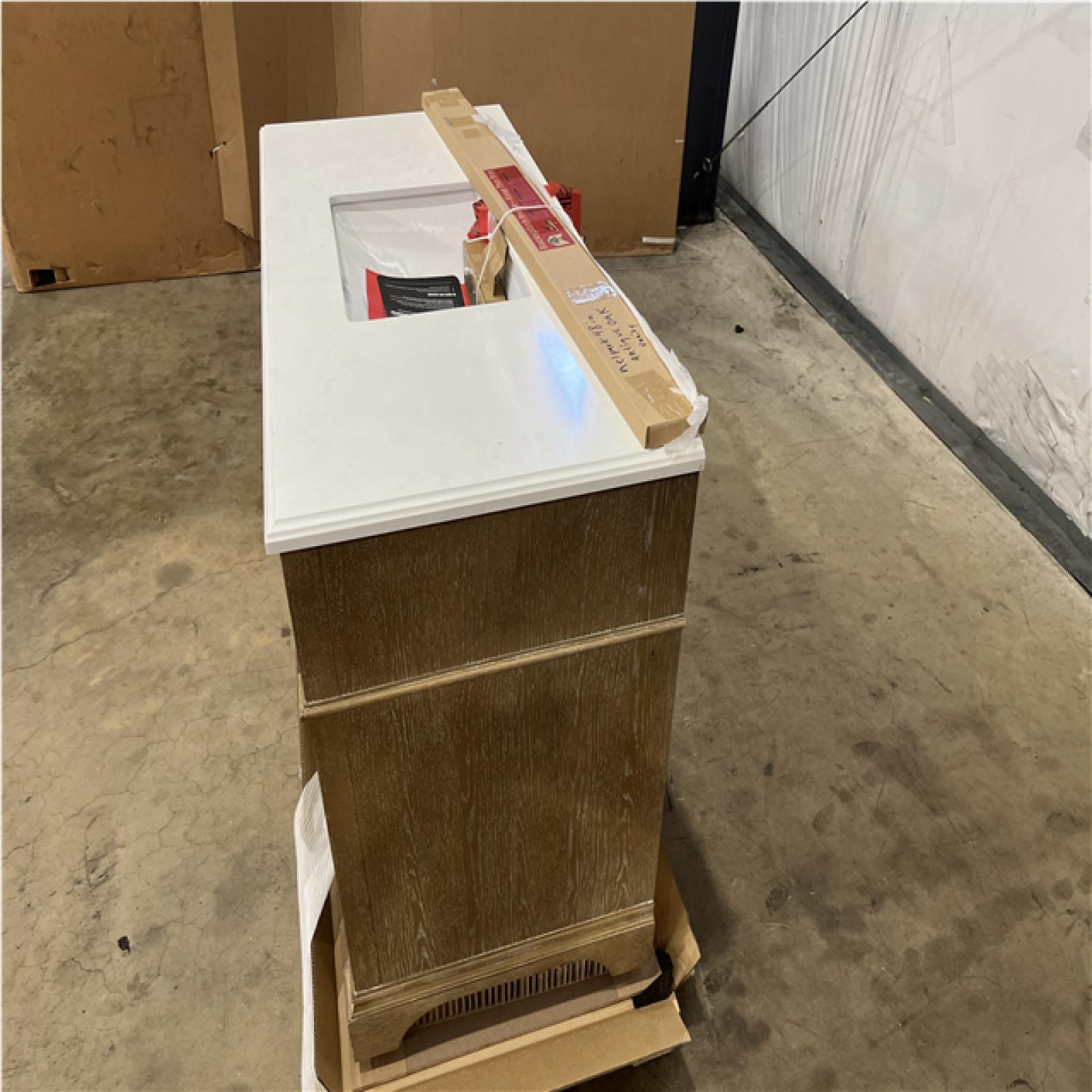 Houston Location - AS-IS home improvement pallet MELPARK 48 ANTIQUE OAK VANITY