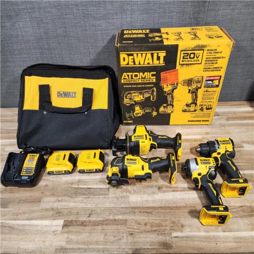 HOUSTON LOCATION - AS-IS DEWALT ATOMIC 20-Volt Lithium-Ion Cordless Brushless (4-Tool) Combo Kit