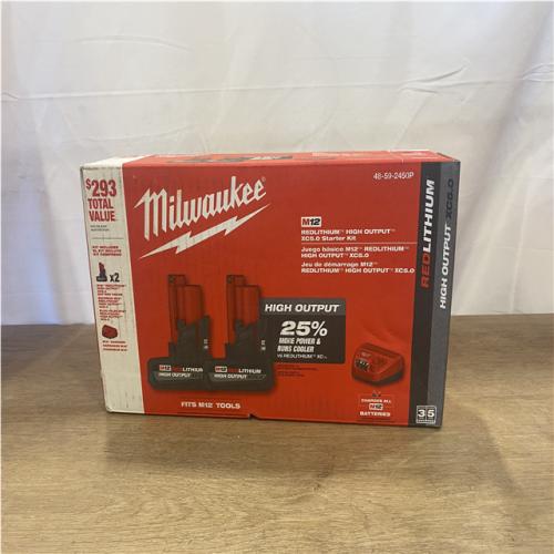 new Milwaukee 12V Lithium-Ion XC High Output 5.0 Ah Battery Pack (2-Pack) Starter Kit with Charger