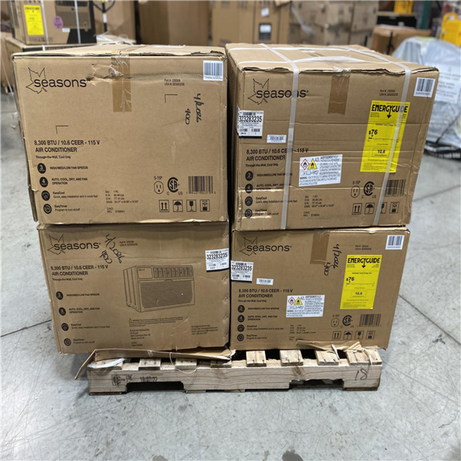 DALLAS LOCATION- SEASONS 8 000 BTU 115 V Through-The-Wall Cool-Only Air Conditioner PALLET (4 UNITS)
