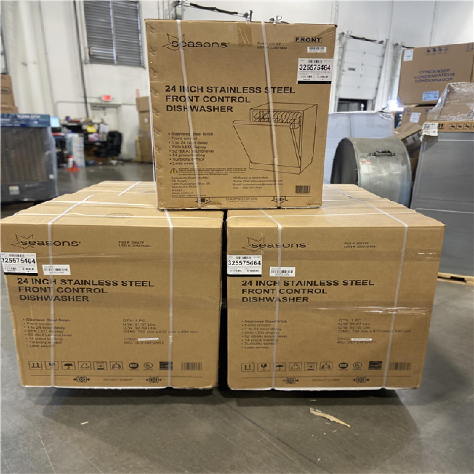 DALLAS LOCATION- Seasons® 24 In. 52 Dba Front-Control Dishwasher With 2 Racks, Energy Star PALLET-(5 UNITS)
