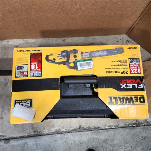 Houston location- AS-IS DeWalt 60V MAX DCCS677Y1 20 in. 50.2 Cc 60 V Battery Chainsaw Kit (Battery & Charger)