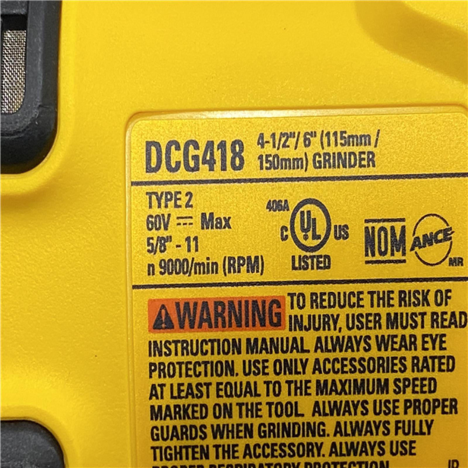 AS-IS DEWALT 60V MAX Cordless Brushless 4.5 in. to 6 in. Small Angle Grinder with Kickback Brake (Tool Only)