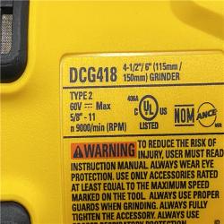 AS-IS DEWALT 60V MAX Cordless Brushless 4.5 in. to 6 in. Small Angle Grinder with Kickback Brake (Tool Only)