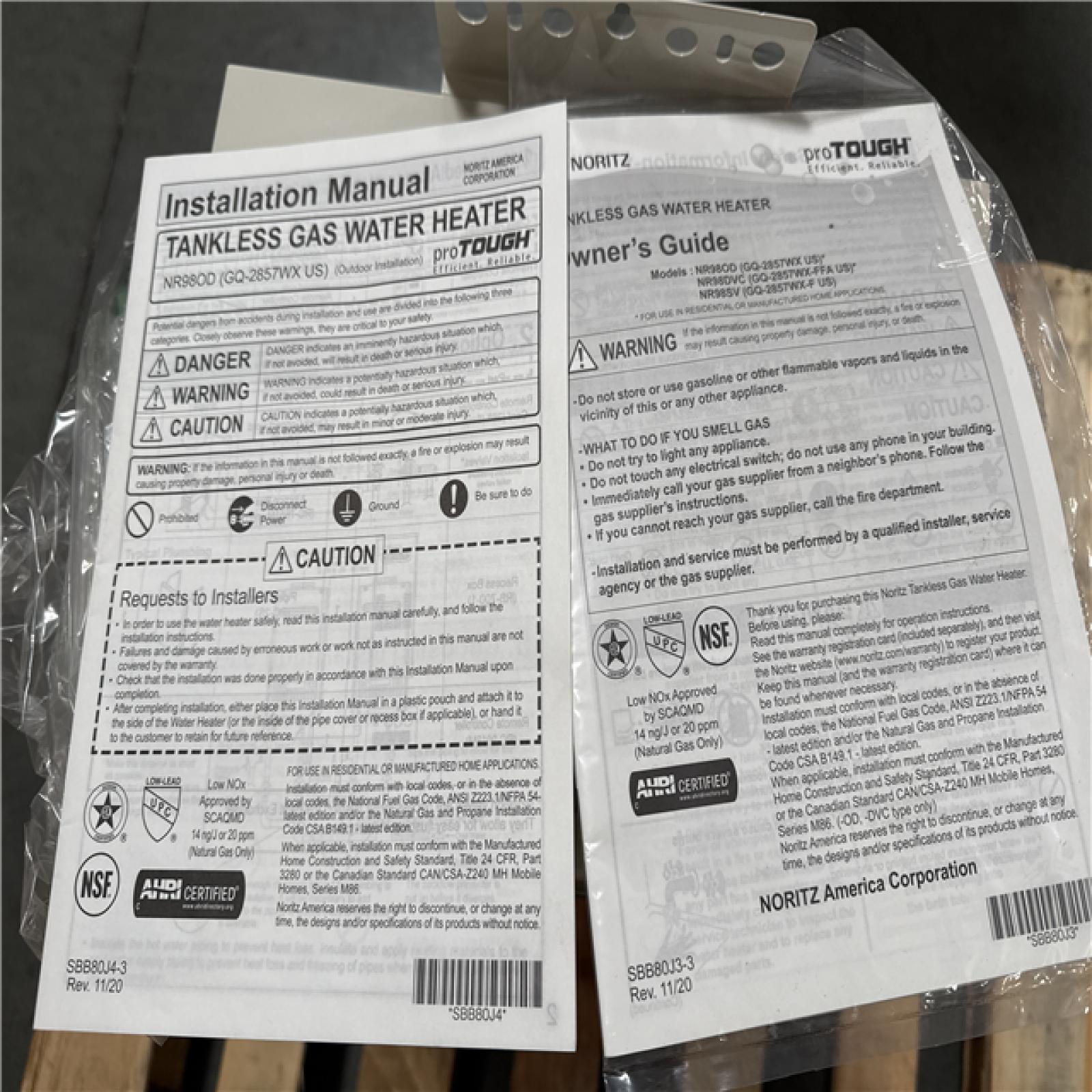 California AS-IS Noritz Tankless Gas Water Heater