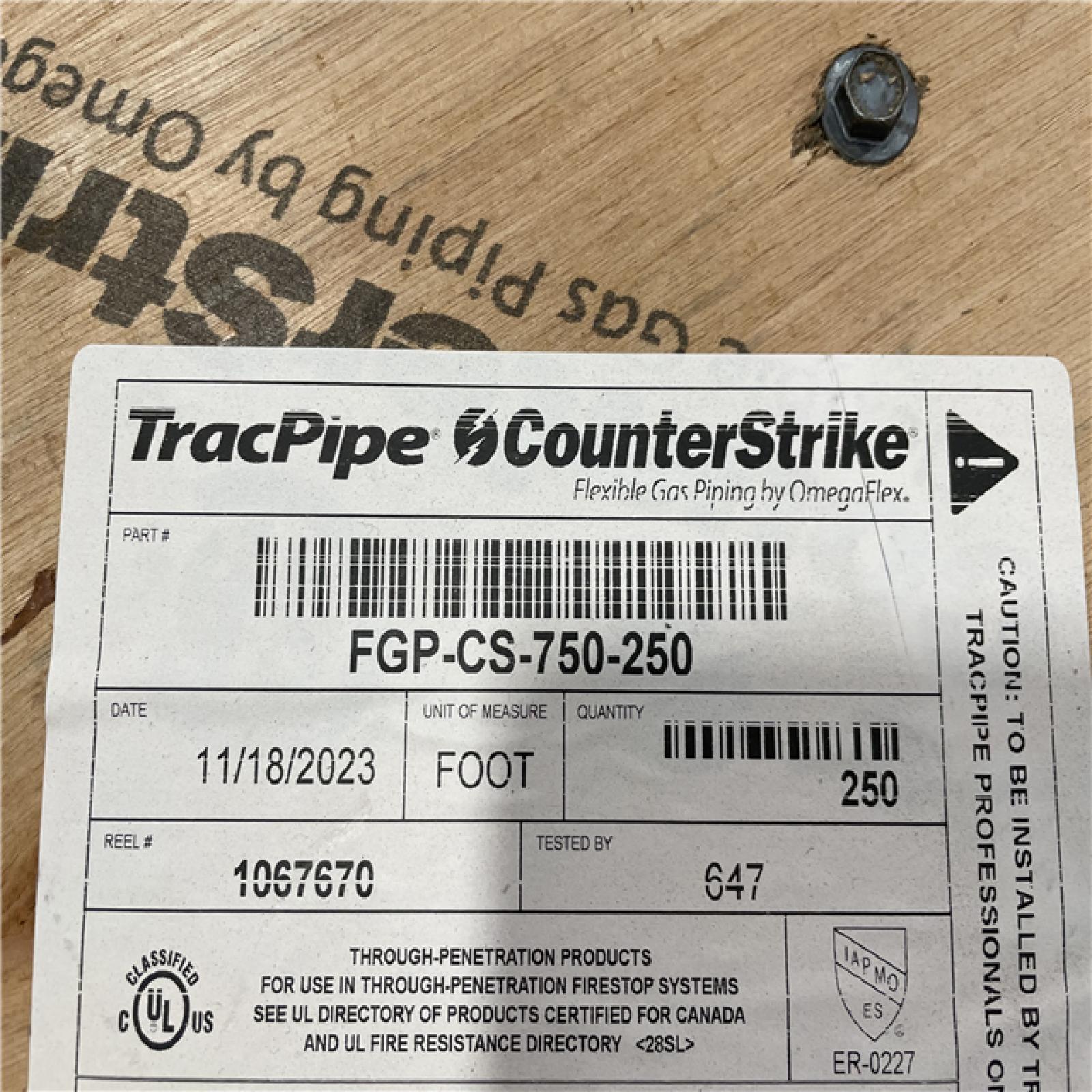 DALLAS LOCATION- AS-IS Omega Flex CounterStrike® 3/4 in. x 250 ft. Black Flexible Gas Pipe PALLET (3 UNITS)