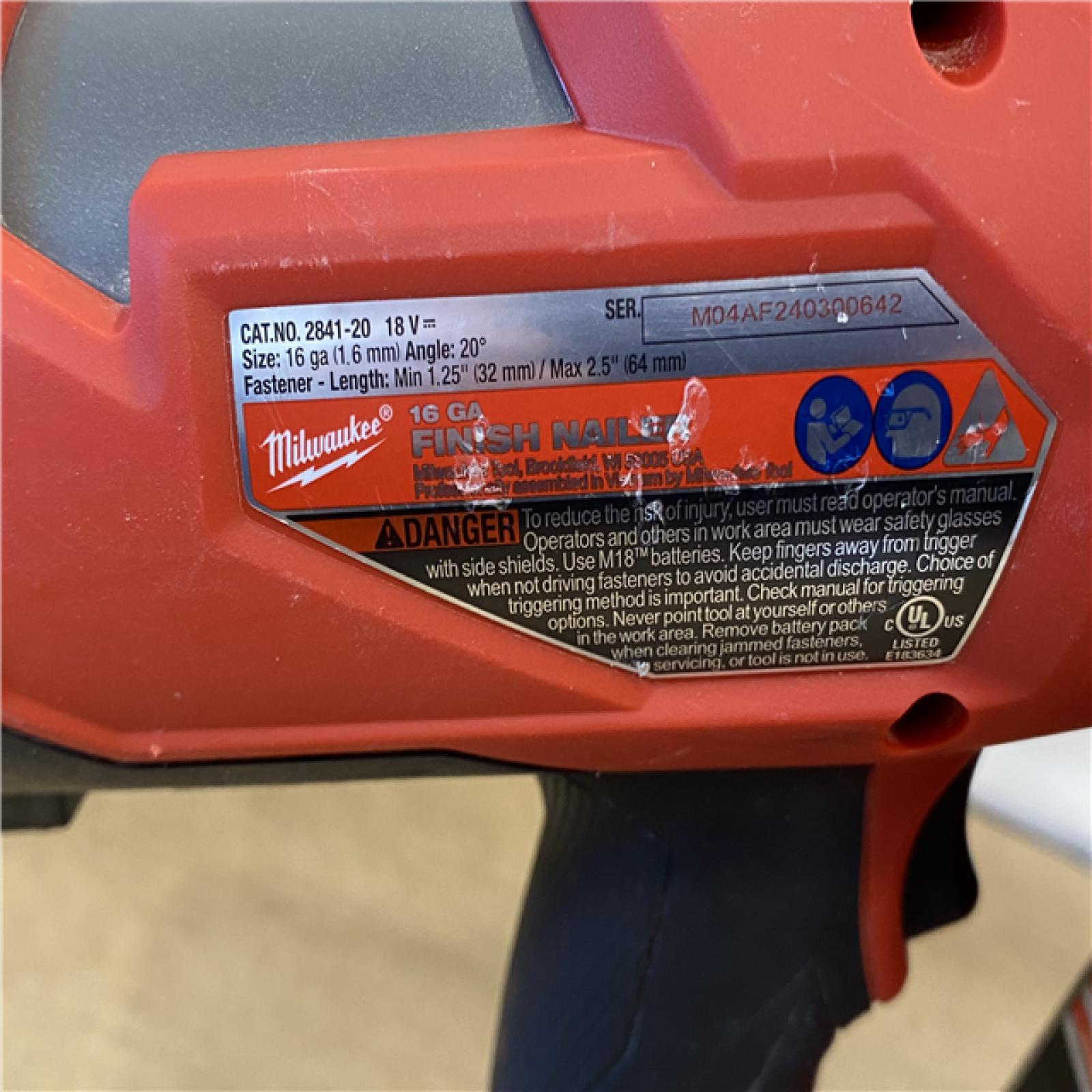 AS-IS Milwaukee FUEL 18-Volt Lithium-Ion Brushless Cordless Gen II 16-Gauge Angled Finish Nailer (Tool-Only)