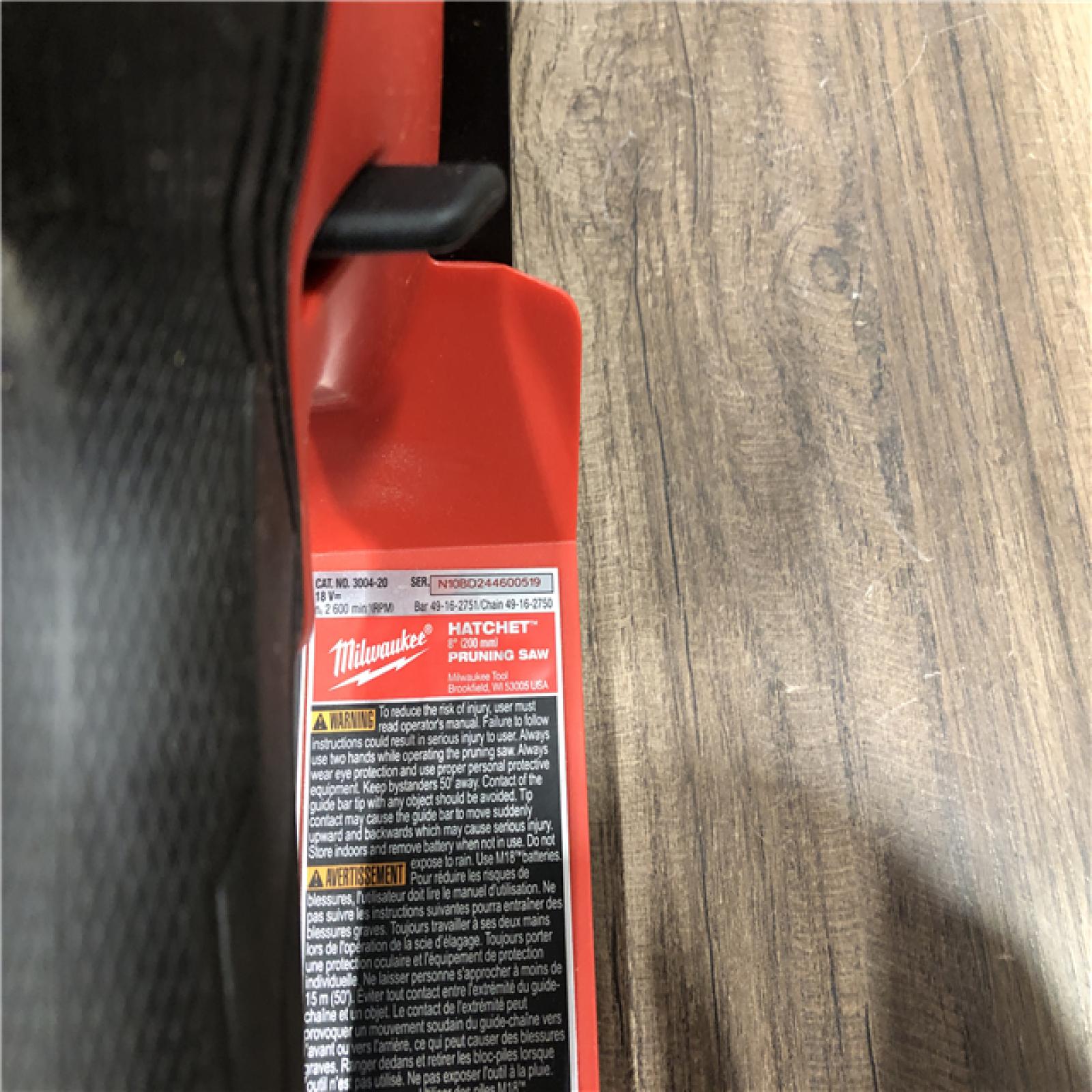 AS-IS Milwaukee  FUEL 18V Lithium-Ion Brushless Battery 8 in. HATCHET Pruning Saw (Tool-Only)