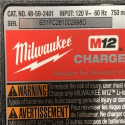 as-is Milwaukee 12V Lithium-Ion XC High Output 5.0 Ah Battery Pack (2-Pack) Starter Kit with Charger