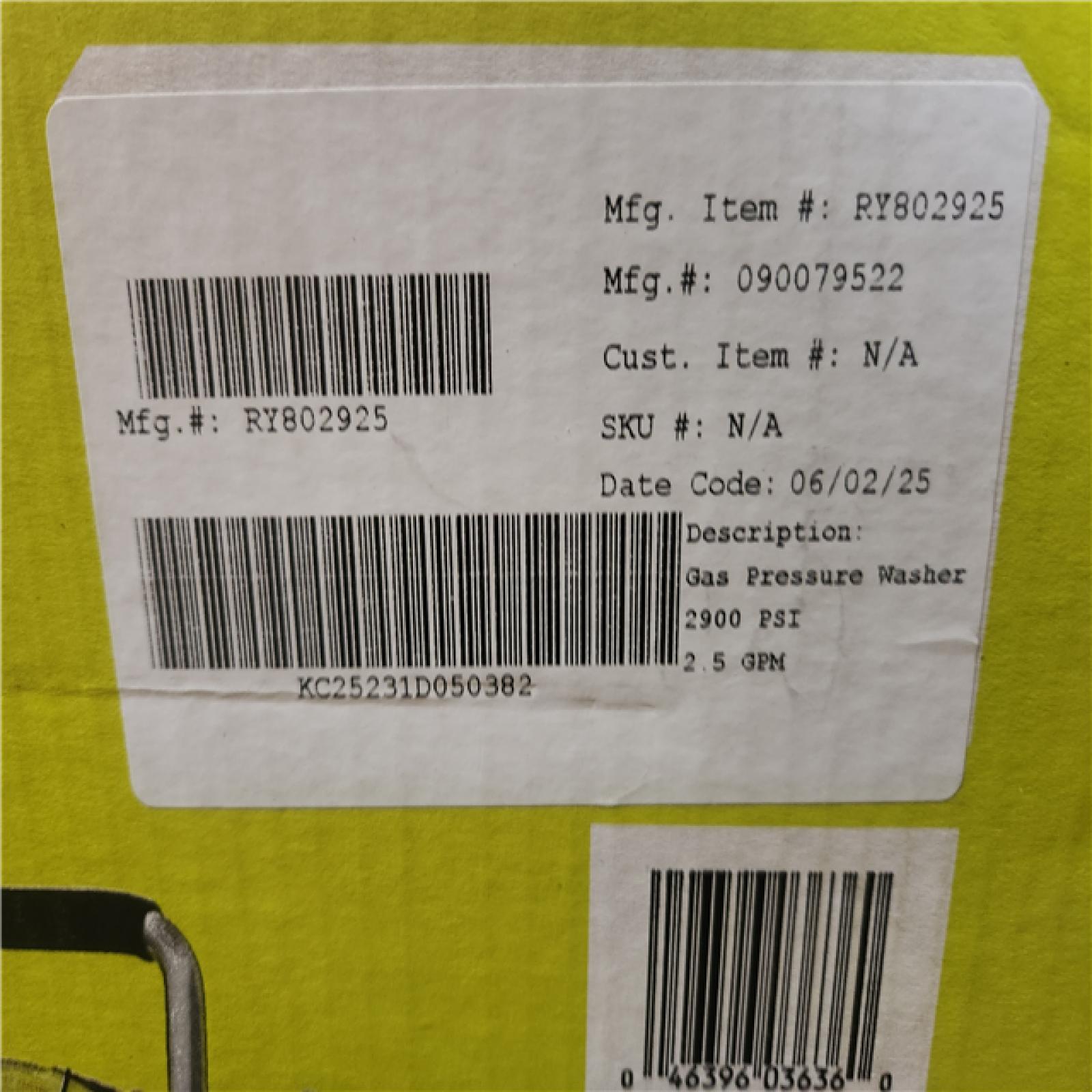 Phoenix NEW RYOBI 2900 PSI 2.5 GPM Cold Water Gas Pressure Washer with 212cc Engine