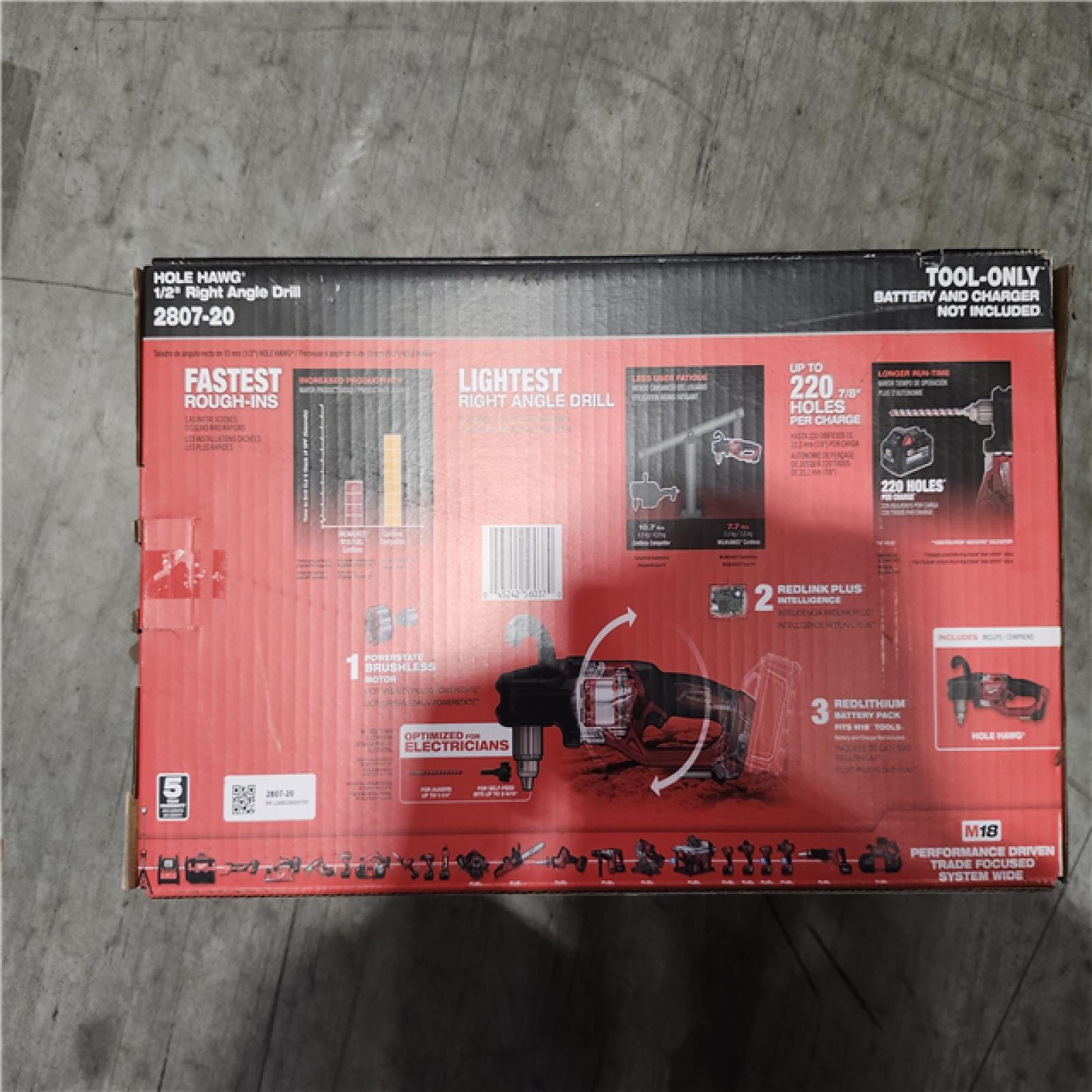 NEW! - Milwaukee M18 FUEL GEN II 18V Lithium-Ion Brushless Cordless 1/2 in. Hole Hawg Right Angle Drill (Tool-Only)