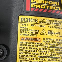 GOOD - DEWALT FLEXVOLT 60V MAX Cordless 1-1/4 in. SDS Plus Rotary Hammer (Tool Only)