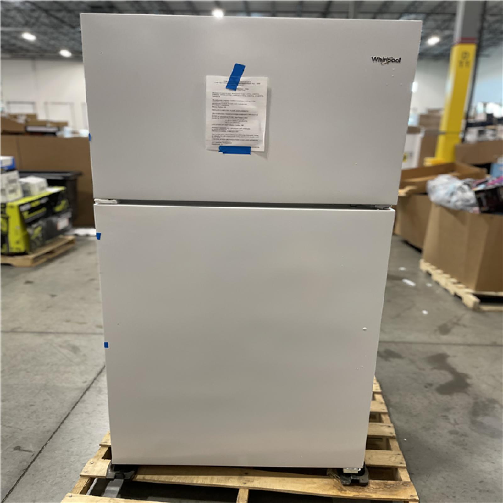 DALLAS LOCATION- AS-IS WHIRLPOOL 18 CU FT TOP FREEZER AND REFRIGERATOR WHITE