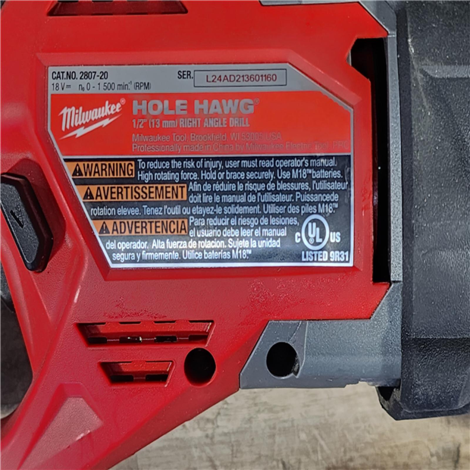 HOUSTON LOCATION - AS-IS Milwaukee M18 FUEL GEN II Brushless Cordless 1/2 in. Hole Hawg Right Angle Drill (Tool-Only)