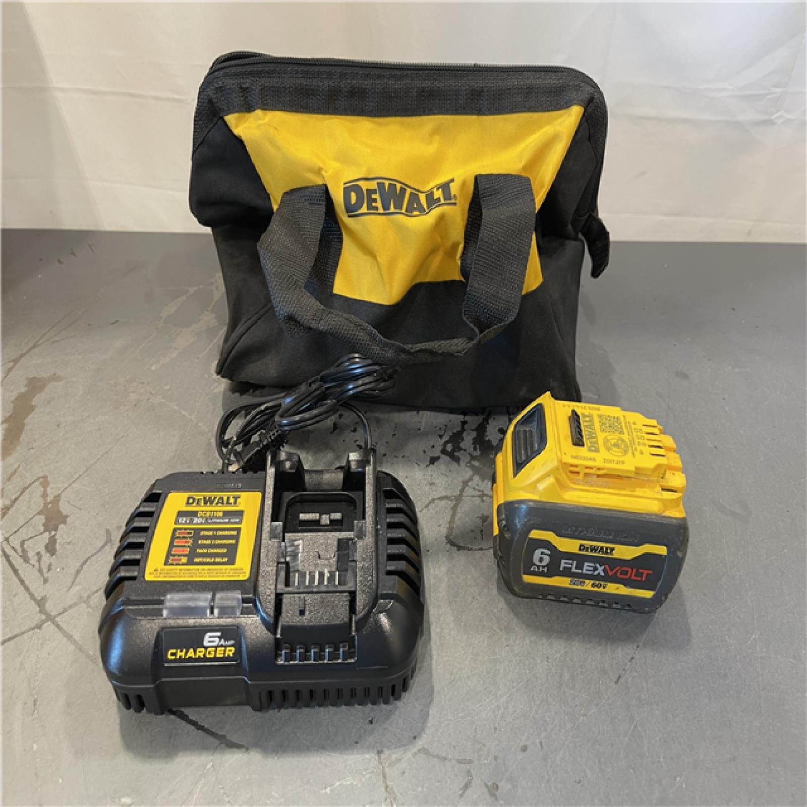 AS-IS - DEWALT FLEXVOLT 20V/60V MAX Lithium-Ion 6.0Ah Battery Pack with 6 Amp Output Charger