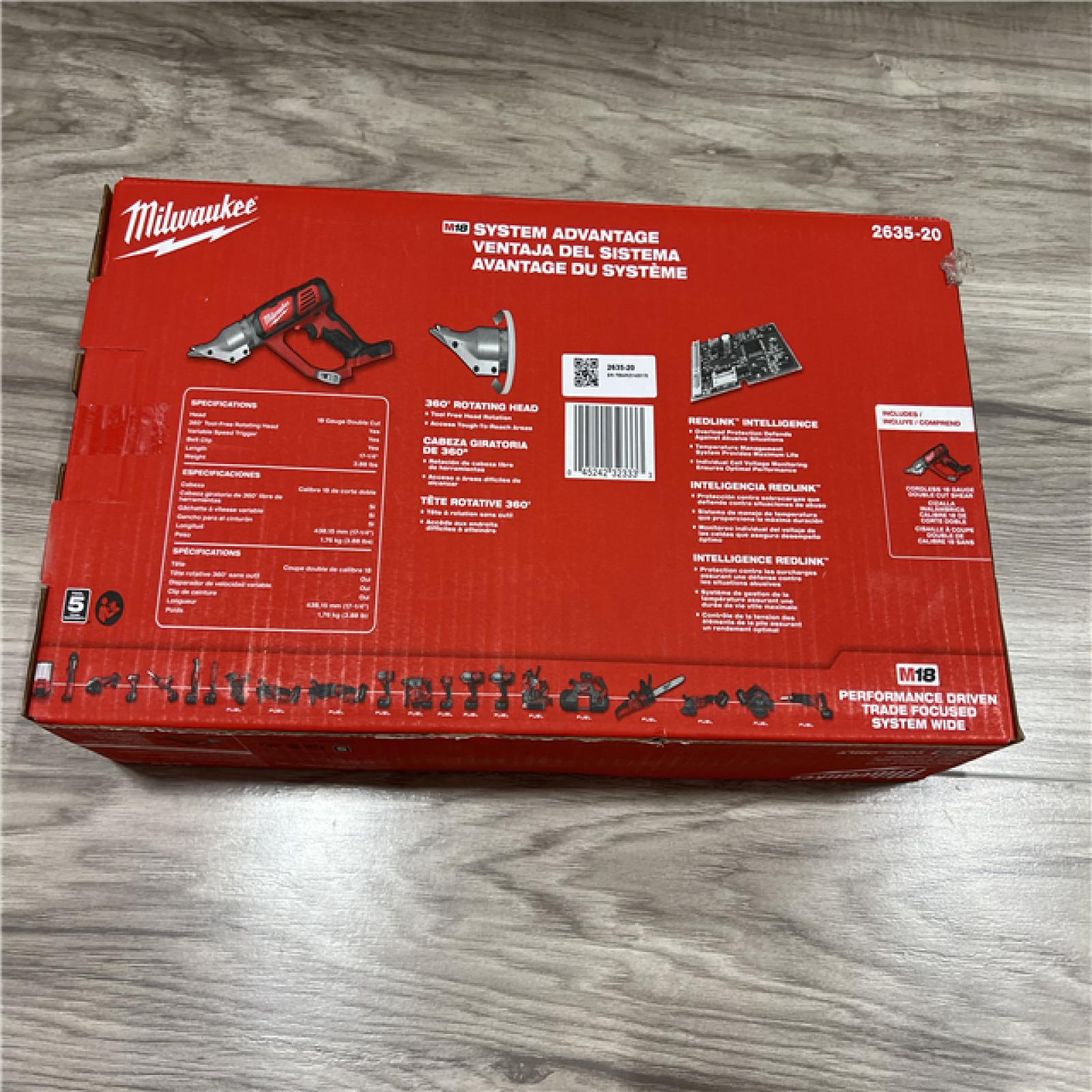 NEW Milwaukee M18 18-Volt Lithium-Ion Cordless 18-Gauge Double Cut Metal Shear (Tool-Only)