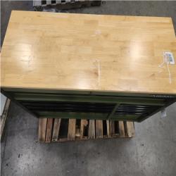 Phoenix LIKE NEW Husky Standard-Duty 52 in. W 10-Drawer Matte Army Green Mobile Workbench Cabinet with Solid Wood Top