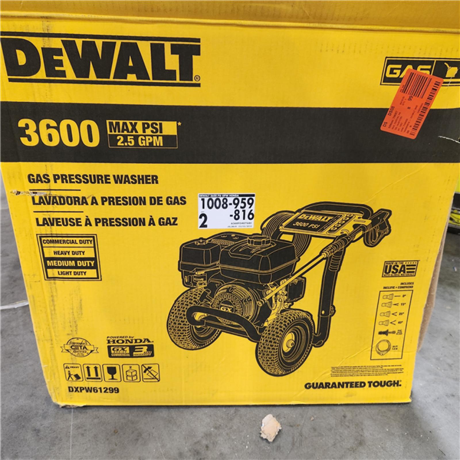 Dallas Location - As-Is DEWALT DXPW61299 3600 PSI at 2.5 GPM Gas Pressure Washer
