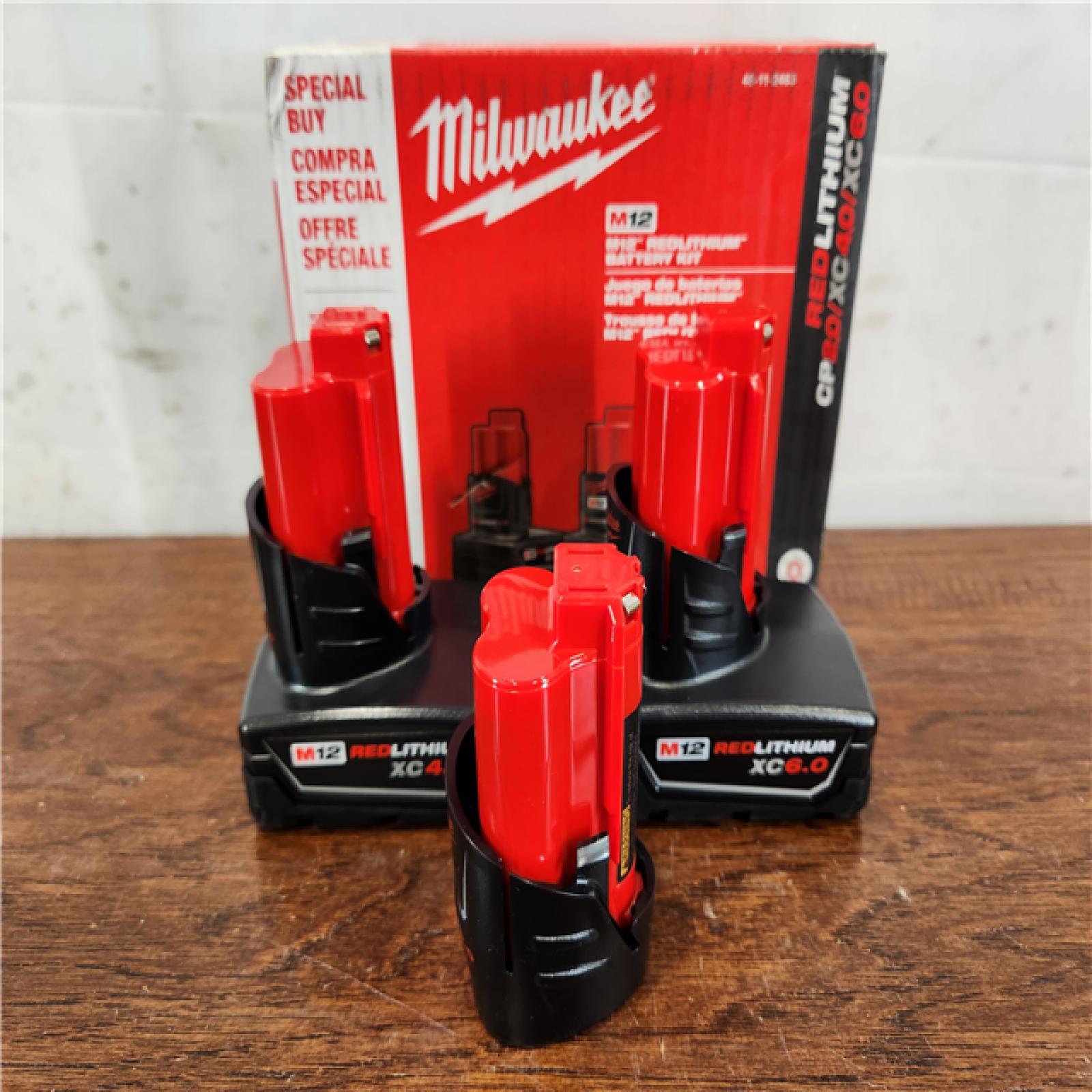 AS-IS Milwaukee M12 12-Volt Lithium-Ion 6 Ah/4 Ah/2 Ah Extended Capacity Battery Packs (3-Batteries)