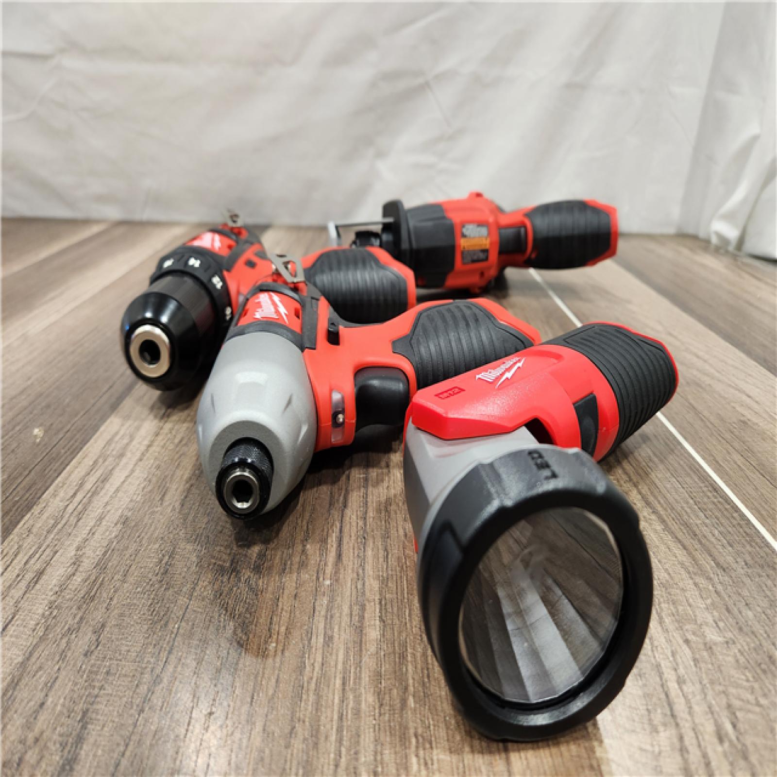 AS-IS - Milwaukee M12 12V Brushed Cordless (4-Tool) Combo Kit