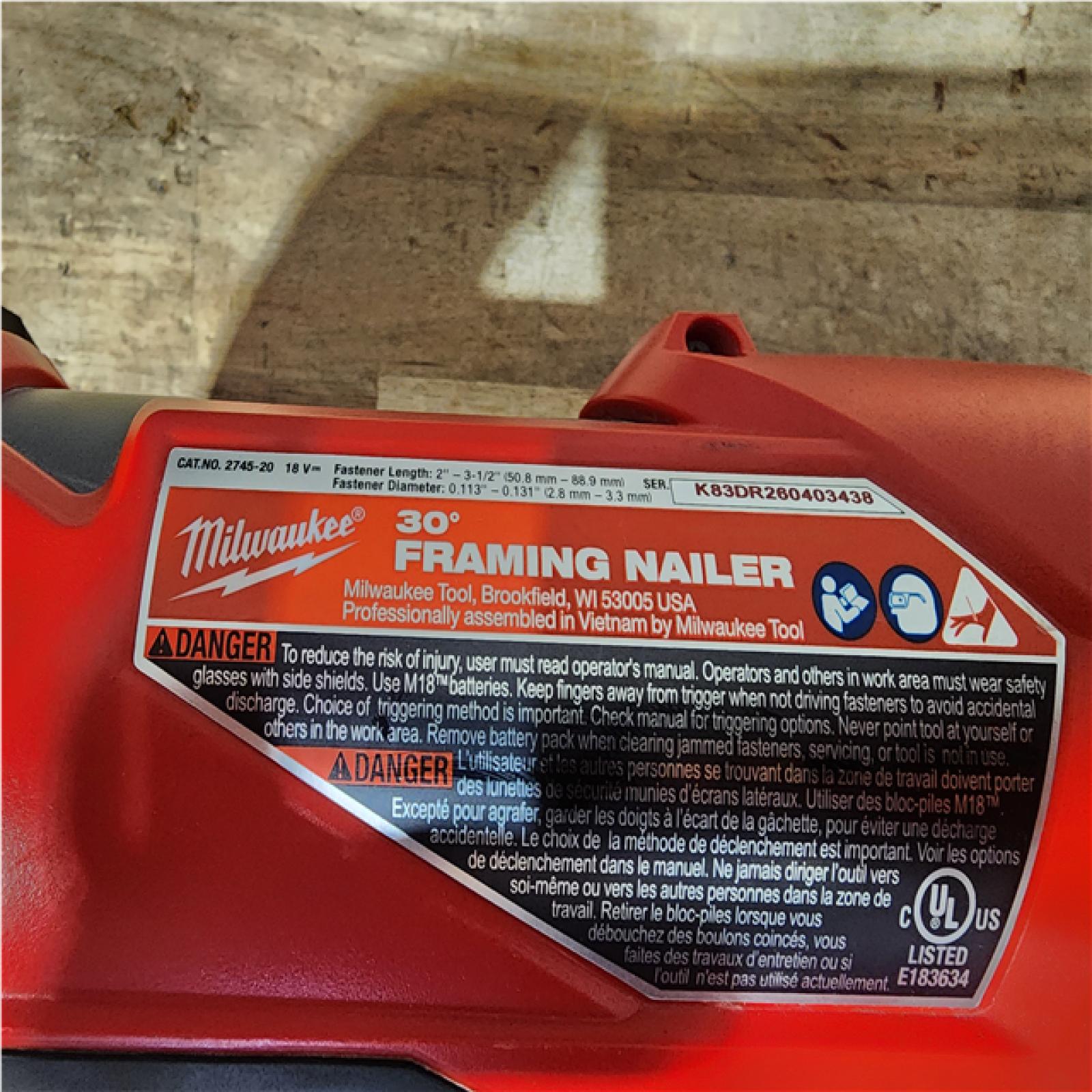 Houston Location AS-IS Milwaukee FUEL 3-1/2 in. 18-Volt 30-Degree Lithium-Ion Brushless Cordless Framing Nailer (Tool-Only)