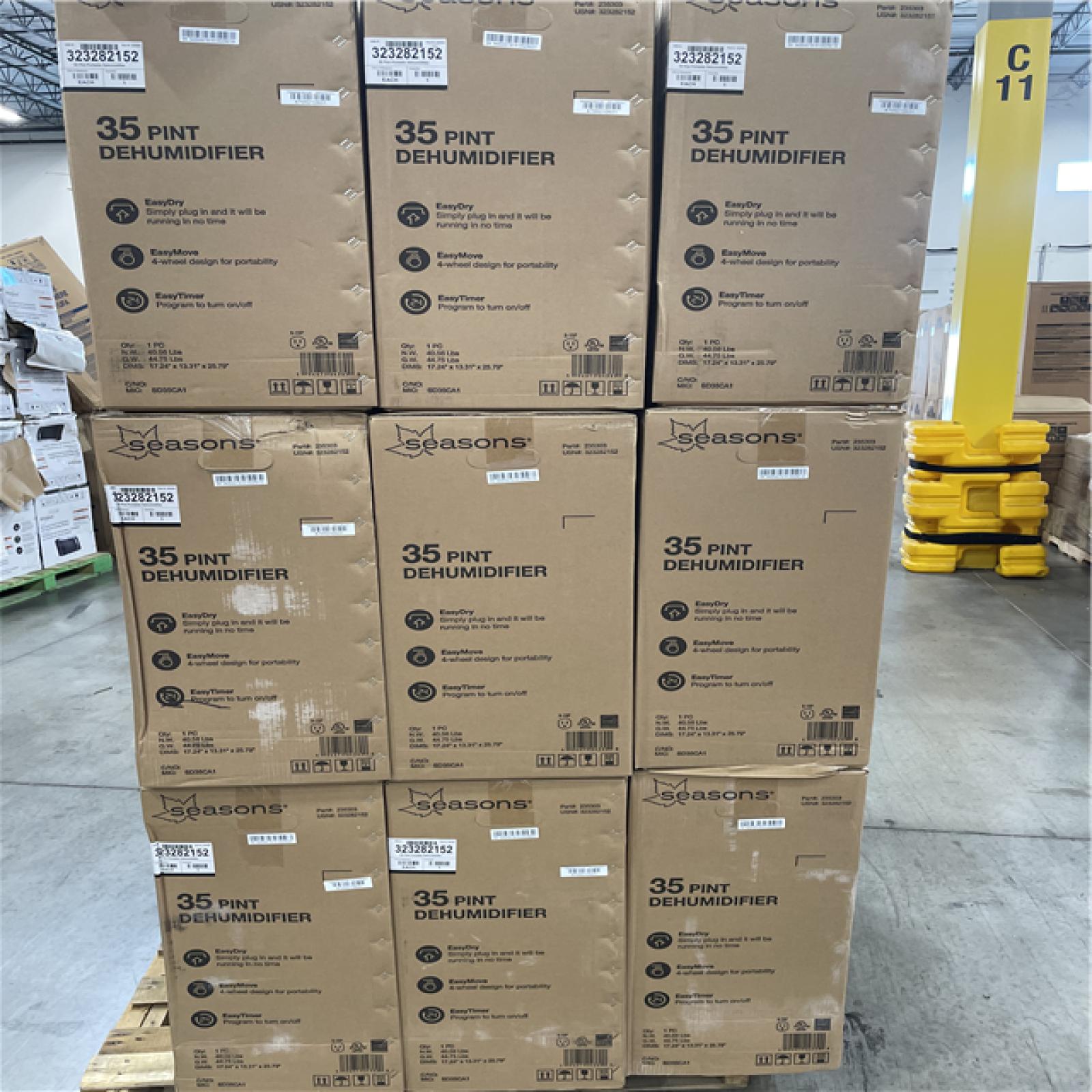 DALLAS LOCATION- Seasons 35 Pint Portable Dehumidifier PALLET (27 UNITS)