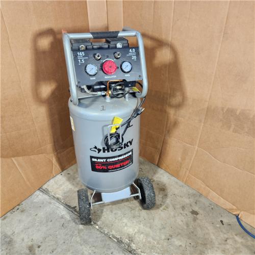 Houston location- AS-IS Husky 20 Gal. 200 PSI Oil Free Portable Vertical Electric Air Compressor APPERS in good condition