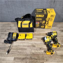 HOUSTON LOCATION - AS-IS Dewalt DCK225D2 20V MAX ATOMIC Brushless Compact Lithium-Ion 1/2 in. Cordless Drill Driver and 1/4 in. Impact Driver Combo Kit with 2 Batteries 2 Ah
