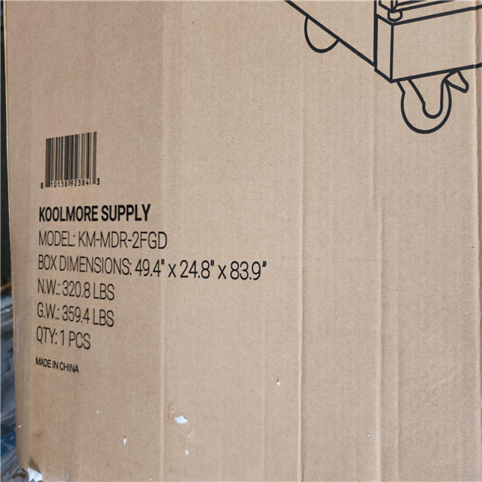 Phoenix AS-IS Koolmore 47 in. Commercial 2-Glass-Door Merchandiser Refrigerator  35 cu. ft. in Black