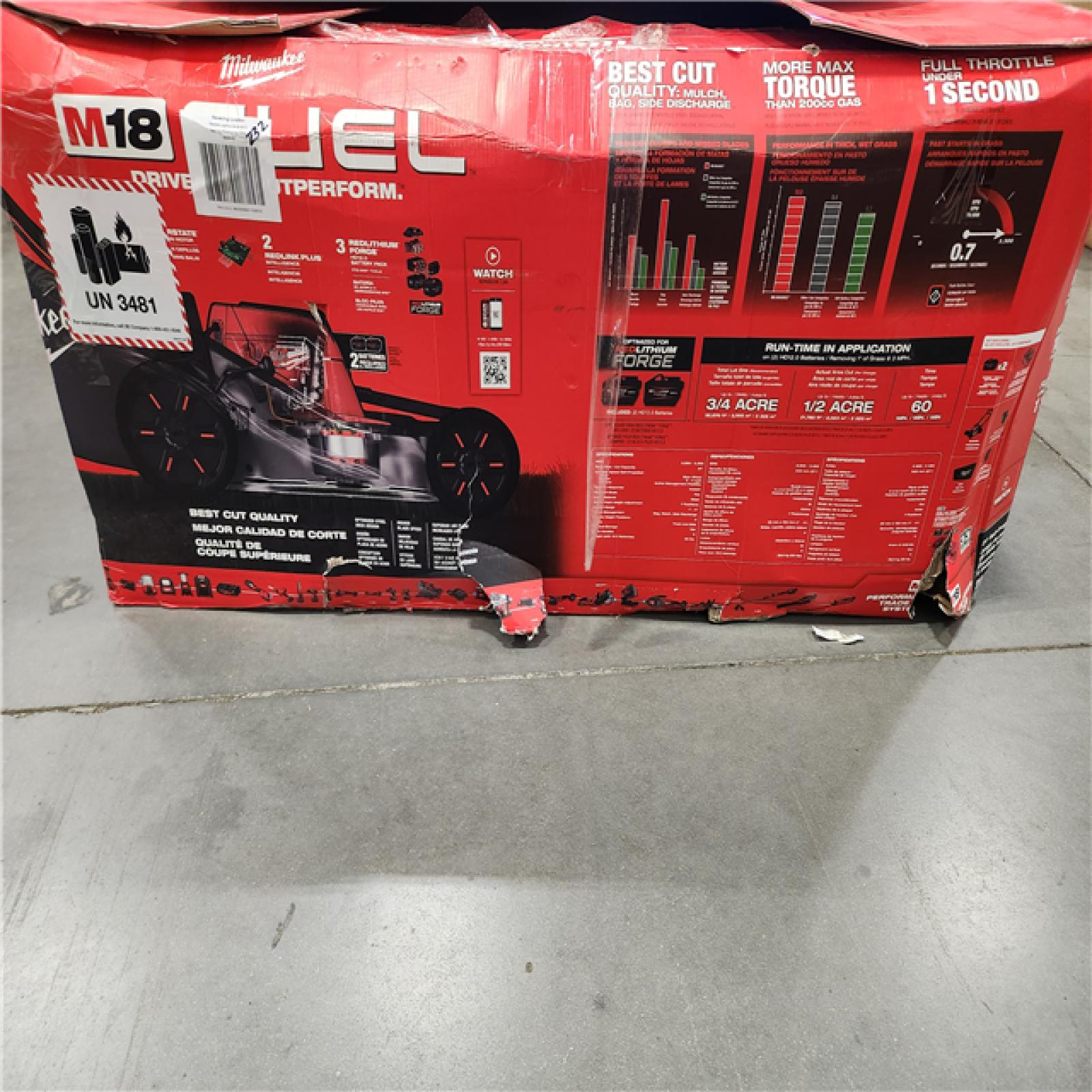 AS-IS- Milwaukee M18 FUEL Brushless Cordless 21 in. Walk Behind Dual Battery Self-Propelled Mower Kit