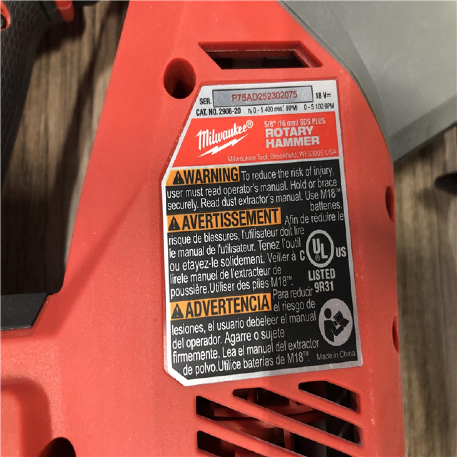 AS-IS Milwaukee FUEL 18V Lithium-Ion Brushless Cordless 5/8 in. SDS-Plus Rotary Hammer (Tool-Only)
