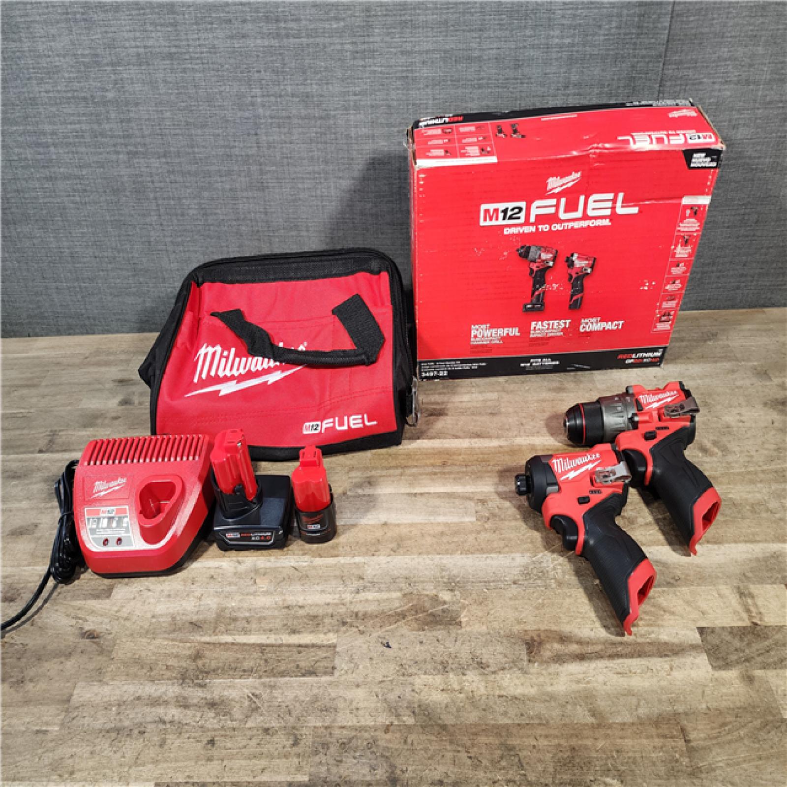 HOUSTON LOCATION - AS-IS (APPEARS LIKE NEW) Milwaukee FUEL 12-Volt Lithium-Ion Brushless Cordless Hammer Drill and Impact Driver Combo Kit