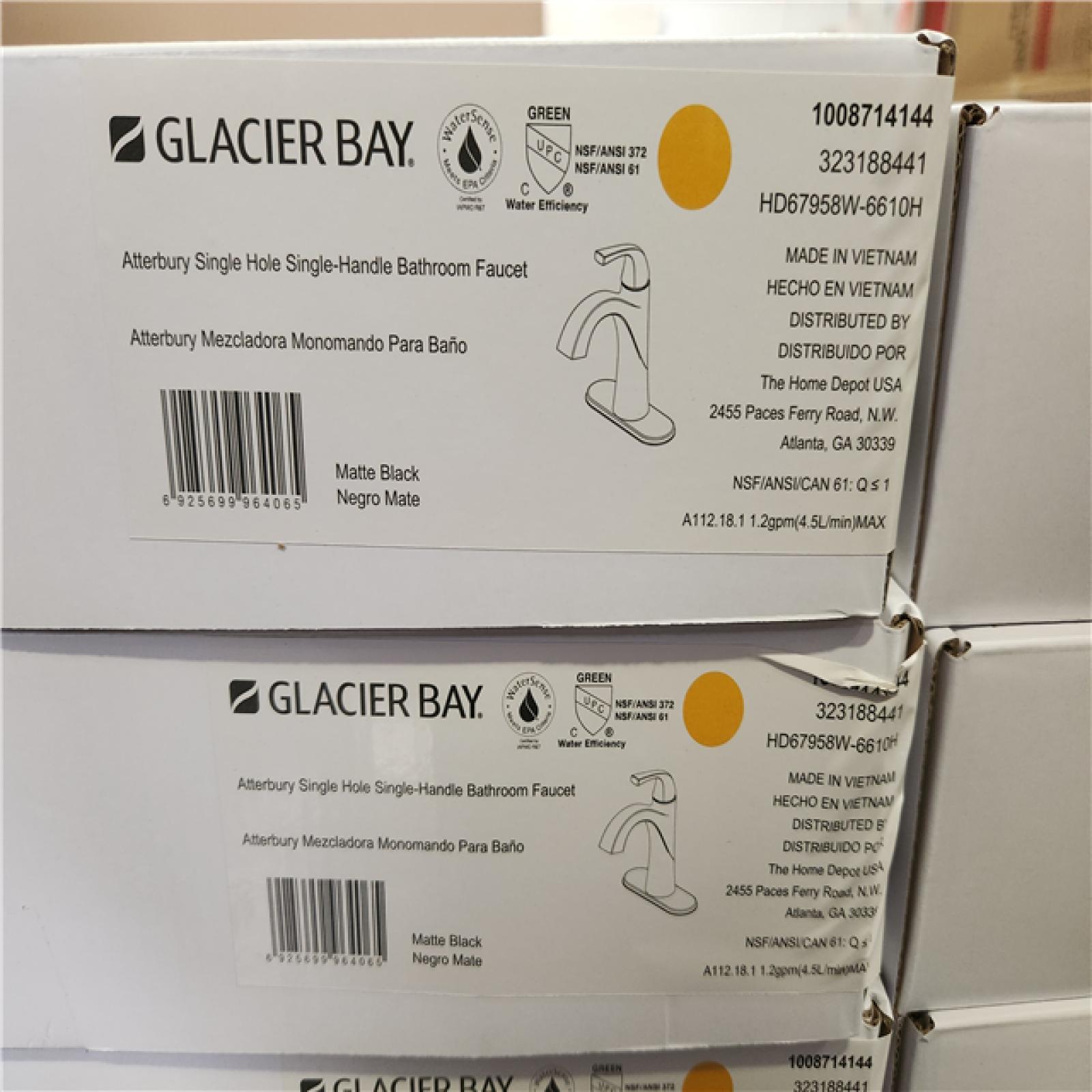 Phoenix NEW Glacier Bay Atterbury Single Hole Single-Handle High-Arc Bathroom Faucet in Matte Black Pallet (36-Faucet) RV: $3 924