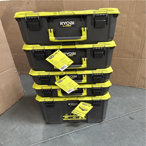 California AS-IS Ryobi Link Tool Boxes  Includes (1) Rolling Tool Box  (2) Medium Tool Boxes and (2) Standard Tool Boxes; Appears in Excellent Condition (No Tools)
