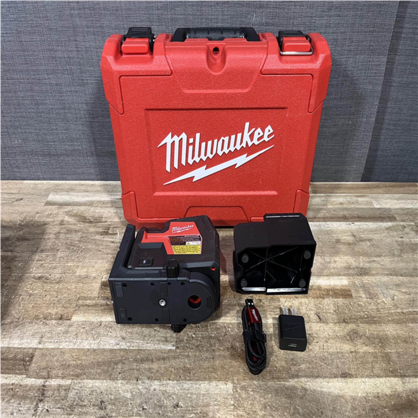 Houston Location AS-IS Milwaukee Green 100 ft. Cross Line and Plumb Points Rechargeable Laser Level with REDLITHIUM Lithium-Ion