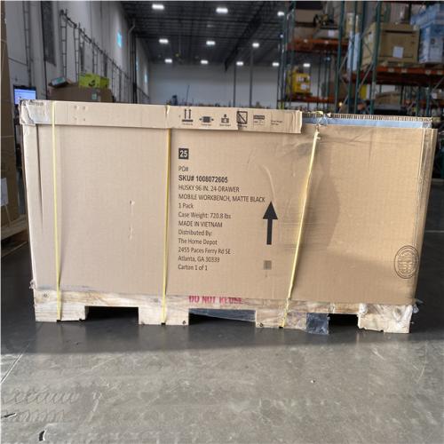 DALLAS LOCATION-AS-IS Husky Tool Storage Heavy Duty 96 in. W x 24 in. D Matte Black Mobile Workbench Cabinet with Stainless Steel Top