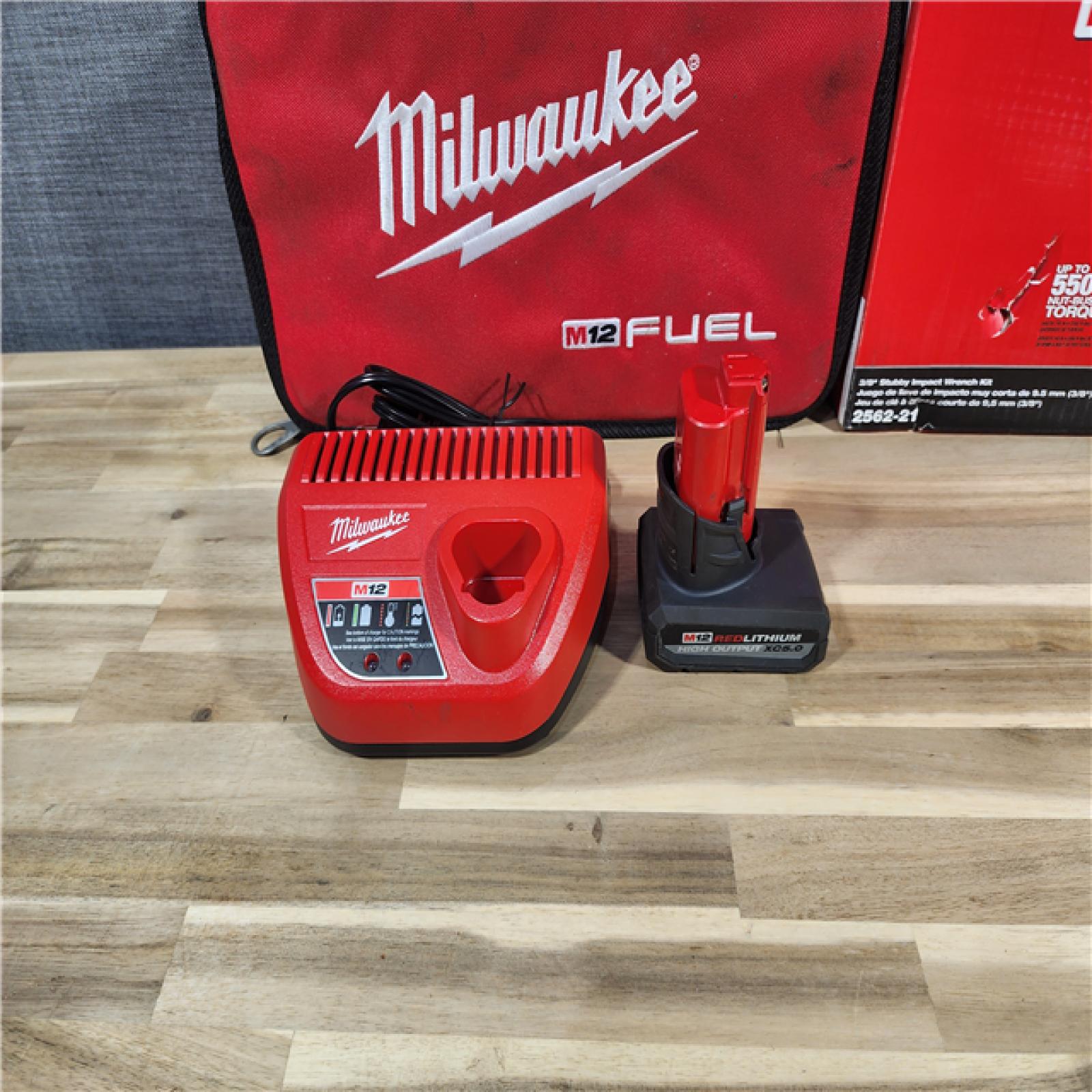 HOUSTON LOCATION - AS-IS M12 FUEL 12V Li-Ion Brushless Cordless Stubby 3/8 in. Impact Wrench Kit W/(1) 5.0 Ah High Output Battery