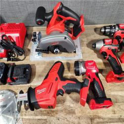 HOUSTON LOCATION - AS-IS Milwaukee M18 18-Volt Lithium-Ion Cordless Combo Tool Kit (5-Tool) with (1) 3.0Ah and (1) 1.5Ah Battery  (1) Charger  (1) Tool Bag