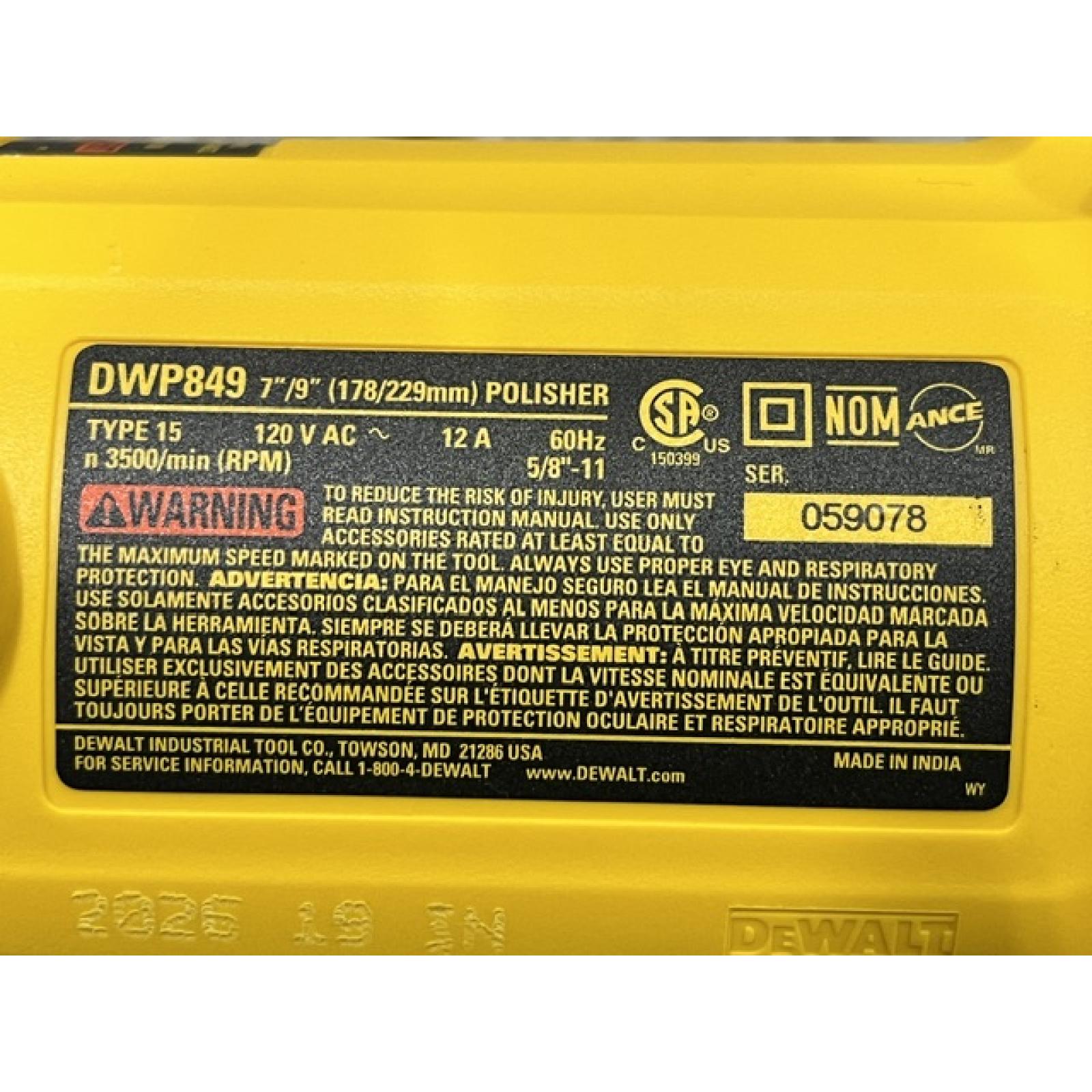 NEW - DEWALT 12 Amp 7 in./9 in. Variable Speed Polisher