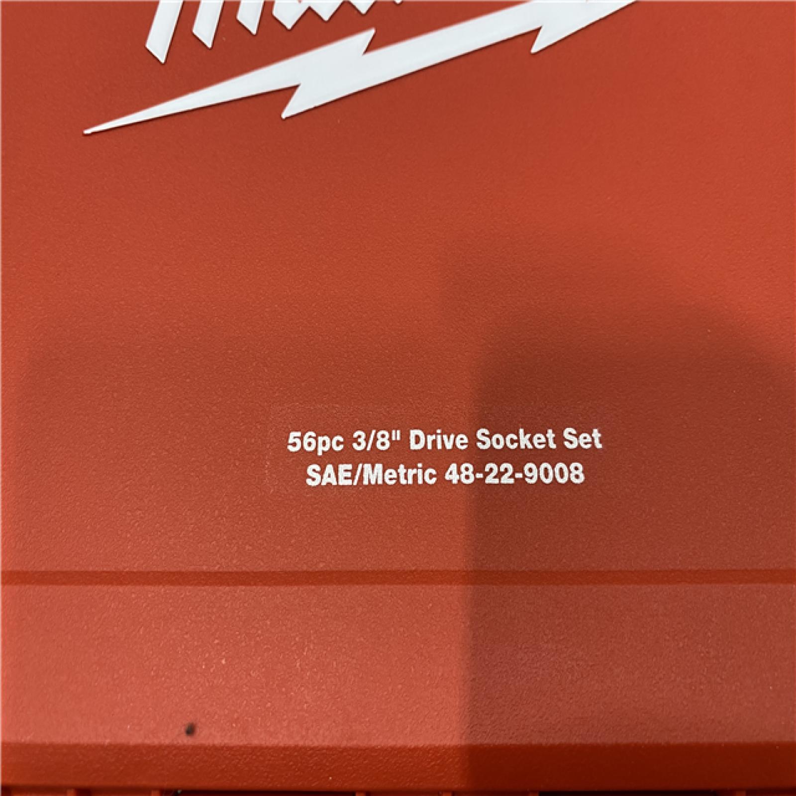 AS-IS Milwaukee 3/8 in. Drive SAE/Metric Ratchet and Socket Mechanics Tool Set (56-Piece)