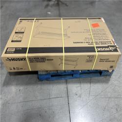 DALLAS LOCATION -Husky 62 in. W x 24 in. D 2-Drawer Adjustable Height Black Workbench Table with Solid Wood Top