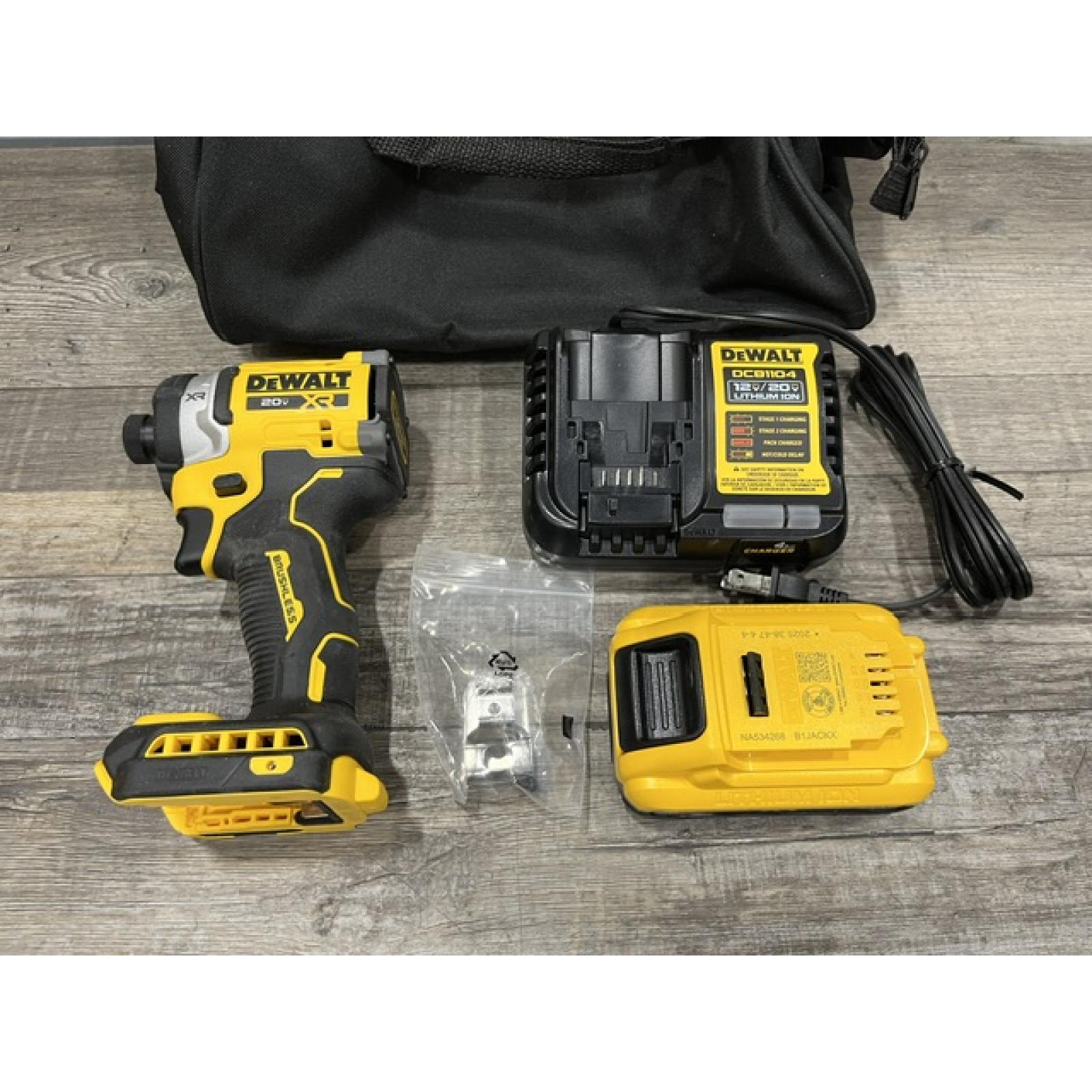 AS-IS DEWALT 20V MAX XR Lithium-Ion Brushless Cordless 3-Speed High Torque 1/4 in. Impact Driver Kit