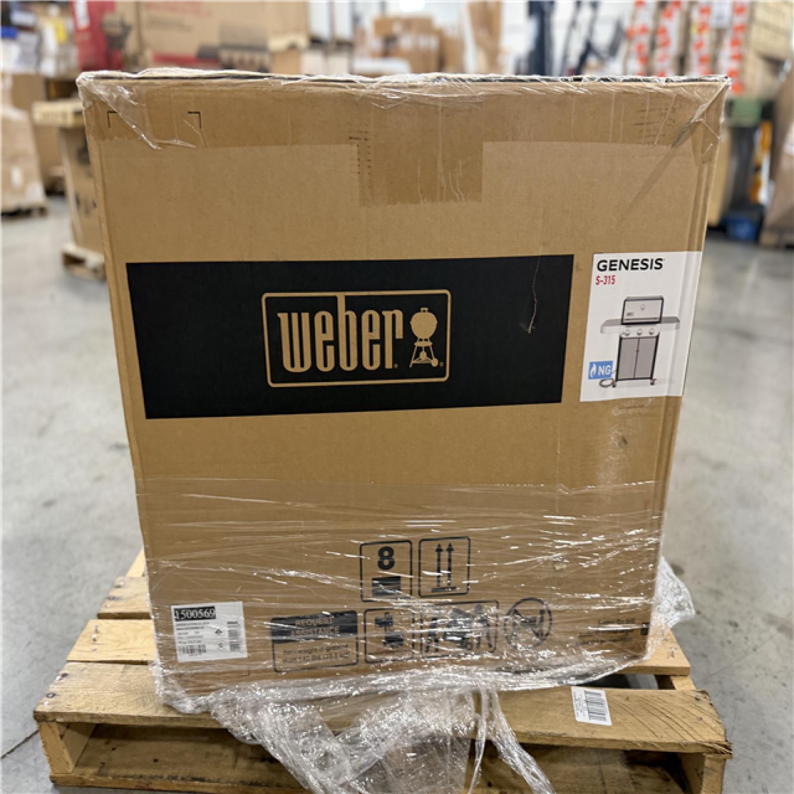 DALLAS LOCATION - Weber Genesis S-315 3-Burner Natural Gas Grill in Stainless Steel with Side Tables