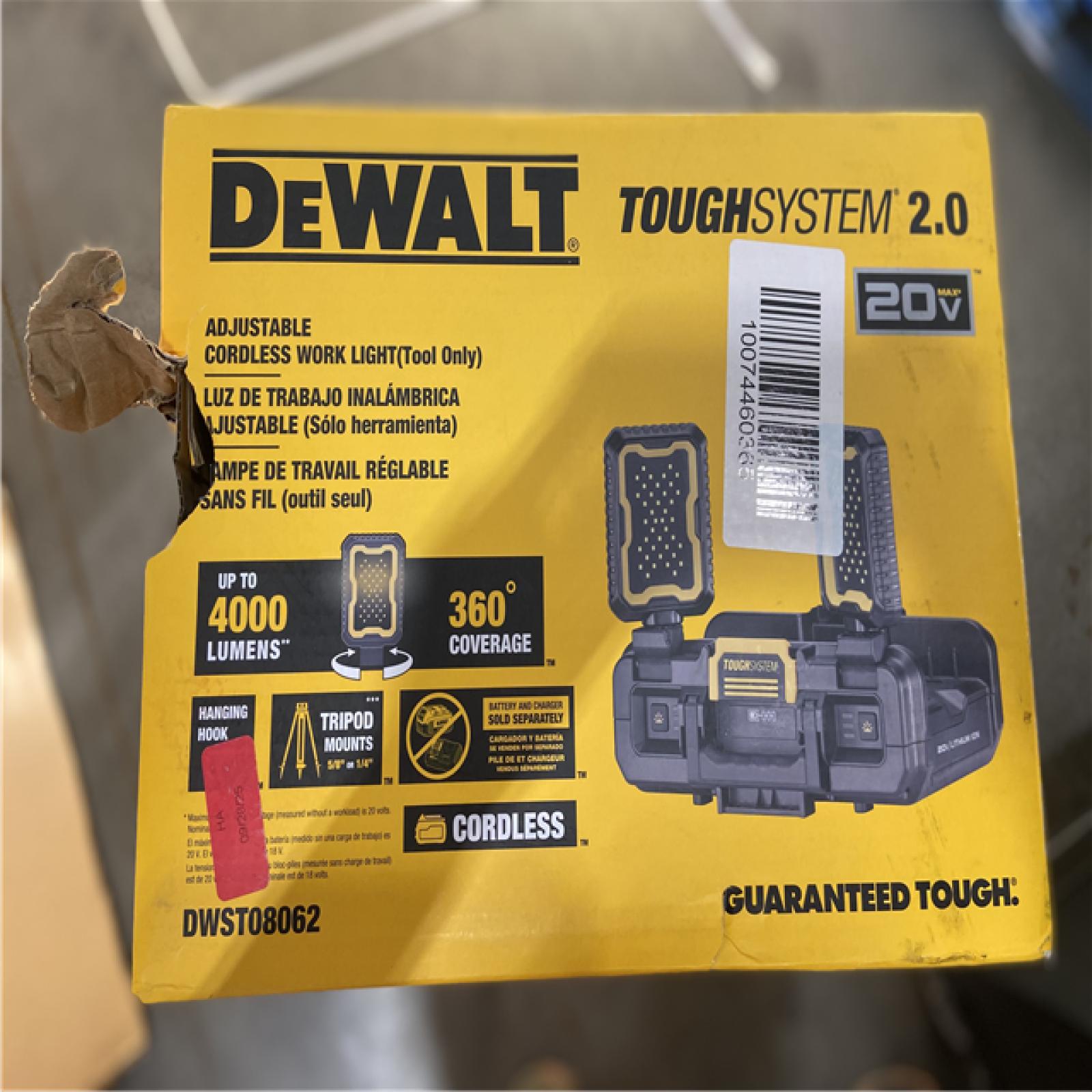 LIKE NEW! - DEWALT Tough System 2.0 Flex Volt 20V/60V Cordless LED Adjustable Work Light