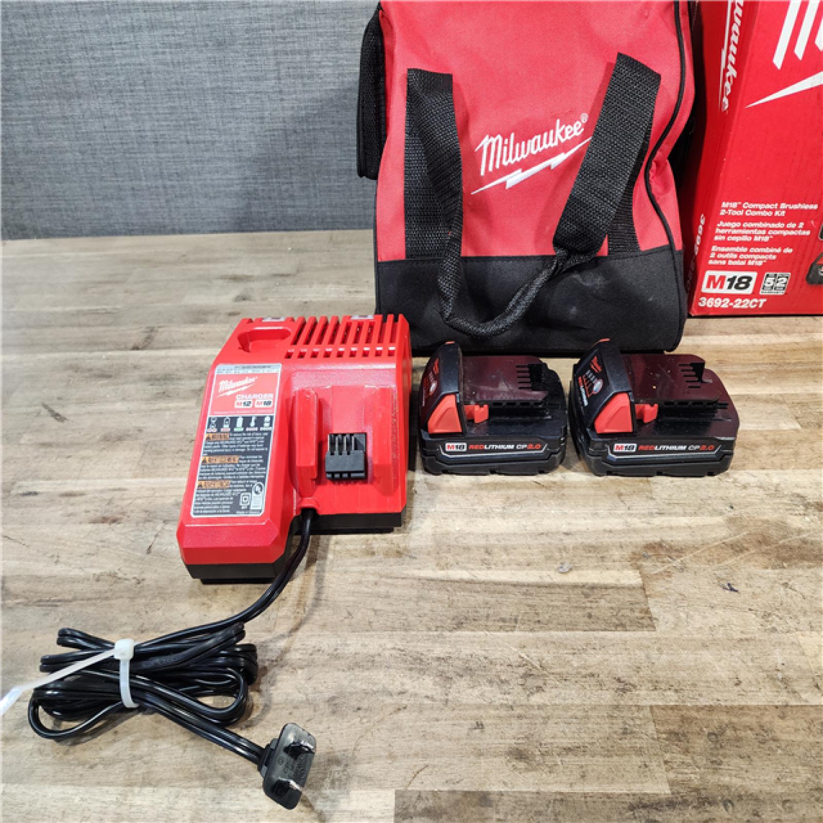 HOUSTON LOCATION - AS-IS Milwaukee 18V Lithium-Ion Brushless Cordless Compact Drill/Impact Combo Kit