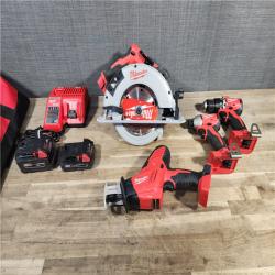 HOUSTON LOCATION - AS-IS MILWAUKEE 4 TOOL COMBO KIT W/ (2) BATTERY & CHARGER