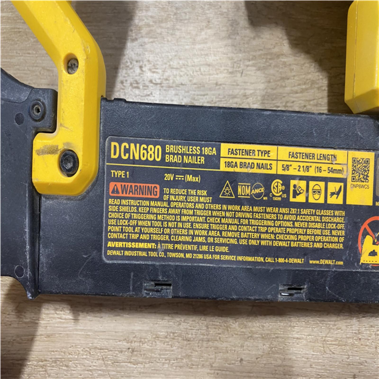 AS-IS DEWALT 20V MAX XR 18 Gauge Cordless Brad Nailer (Tool Only)